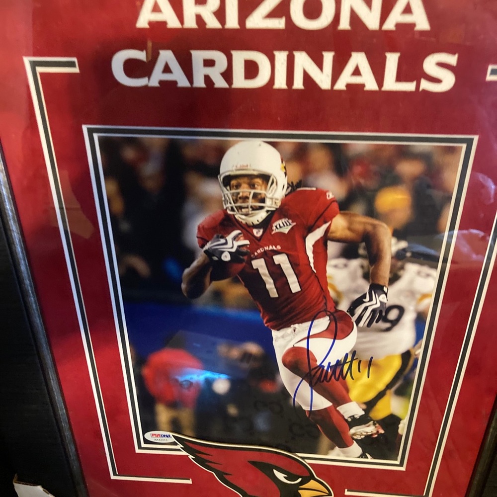 Authentic 🤩 signed Larry Fitzgerald framed photo - Cardinals football player❤️